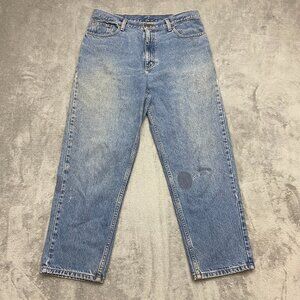 VTG LL Bean Double L Relaxed Fit Jeans Womens 14P Blue Denim High Rise Straight